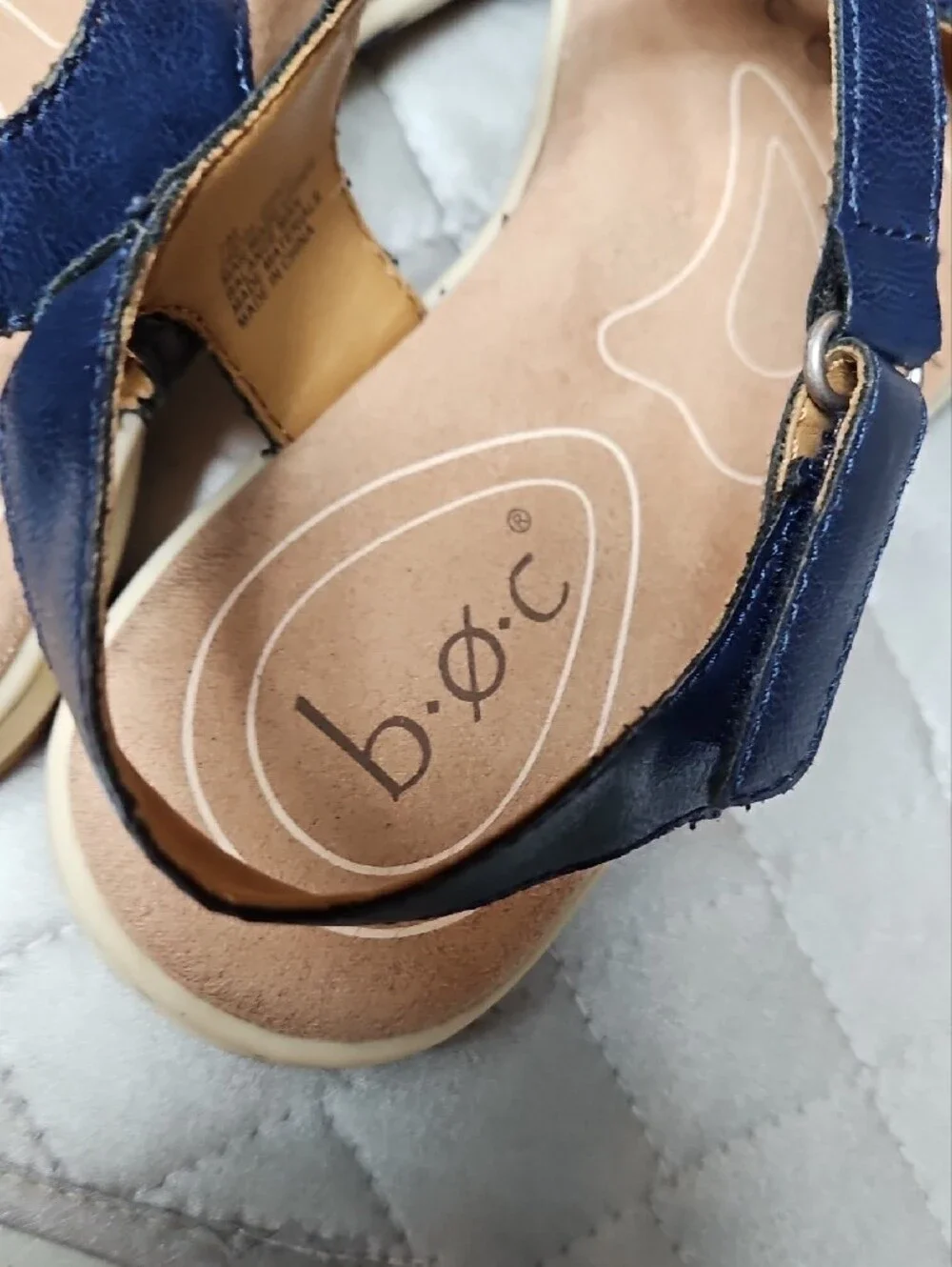 b.o.c. Navy Leather Cross-Strap Sandals